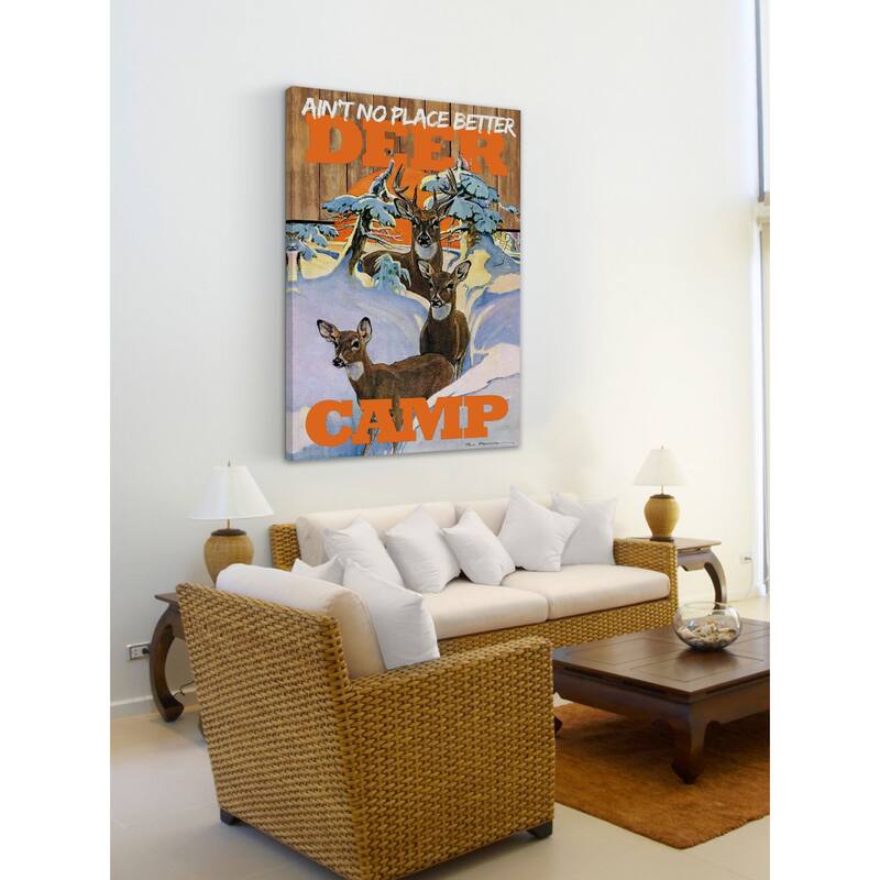 Marmont Hill - "Deer Camp" by Saturday Evening Post Painting Print on Canvas - Multi-Color