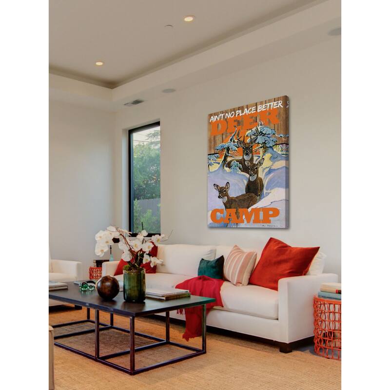 Marmont Hill - "Deer Camp" by Saturday Evening Post Painting Print on Canvas - Multi-Color