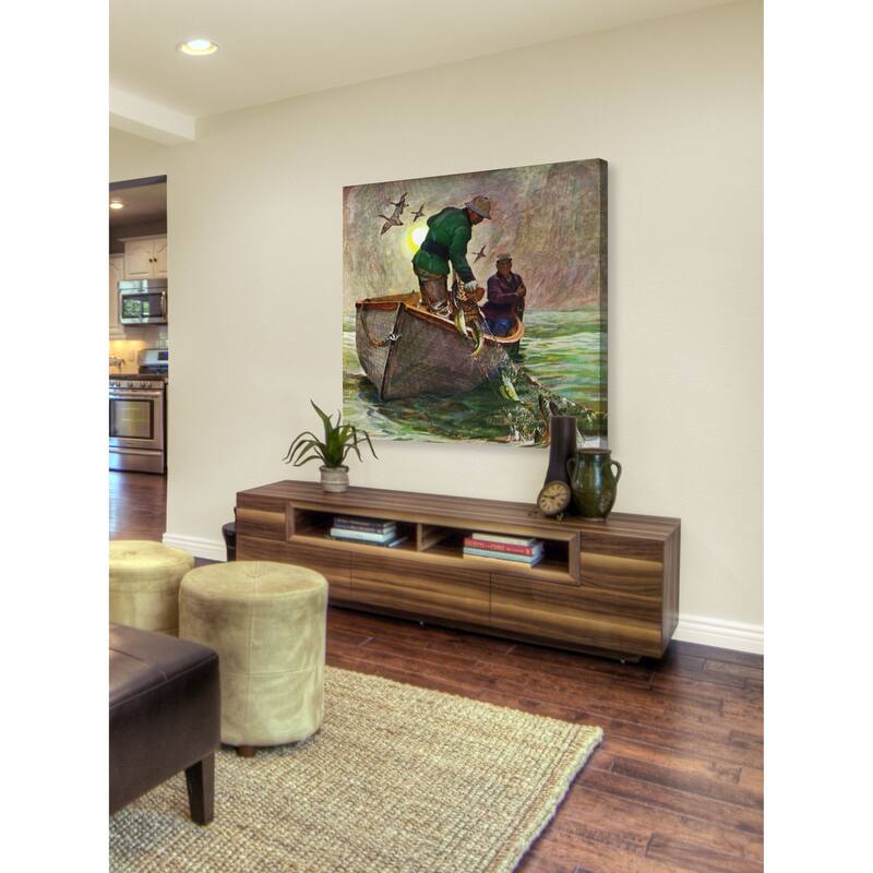 Marmont Hill - "Fishing with Nets" by Mead Schaeffer Painting Print on Canvas - Multi-Color