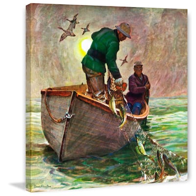 Marmont Hill - "Fishing with Nets" by Mead Schaeffer Painting Print on Canvas - Multi-Color