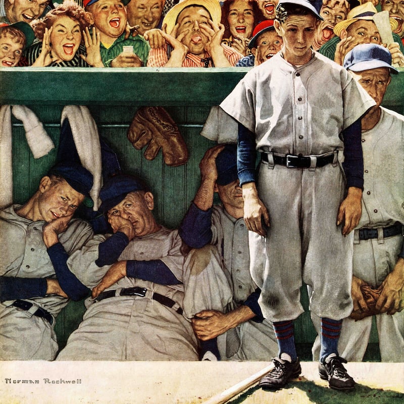 Marmont Hill - "Dugout" by Norman Rockwell Painting Print on Canvas - Multi-Color
