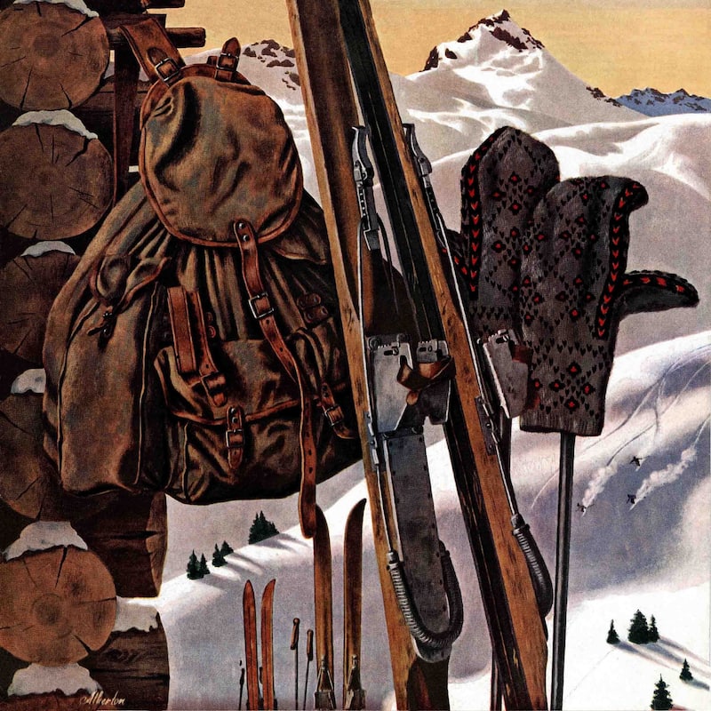 Marmont Hill - "Ski Equipment Still Life" by John Atherton Painting Print on Canvas - Multi-Color