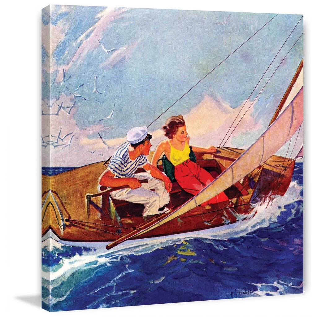 Marmont Hill - "Couple Sailing" by R.J. Cavaliere Painting Print on Canvas - Multi-Color