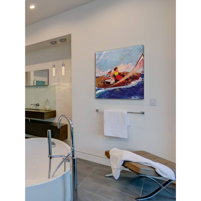 Marmont Hill - "Couple Sailing" by R.J. Cavaliere Painting Print on Canvas - Multi-Color