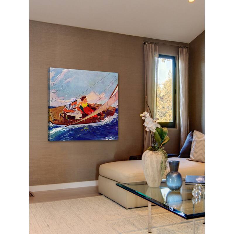 Marmont Hill - "Couple Sailing" by R.J. Cavaliere Painting Print on Canvas - Multi-Color