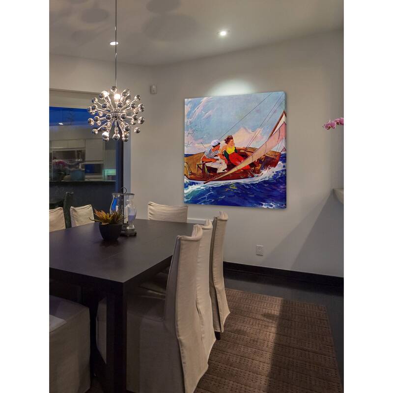 Marmont Hill - "Couple Sailing" by R.J. Cavaliere Painting Print on Canvas - Multi-Color