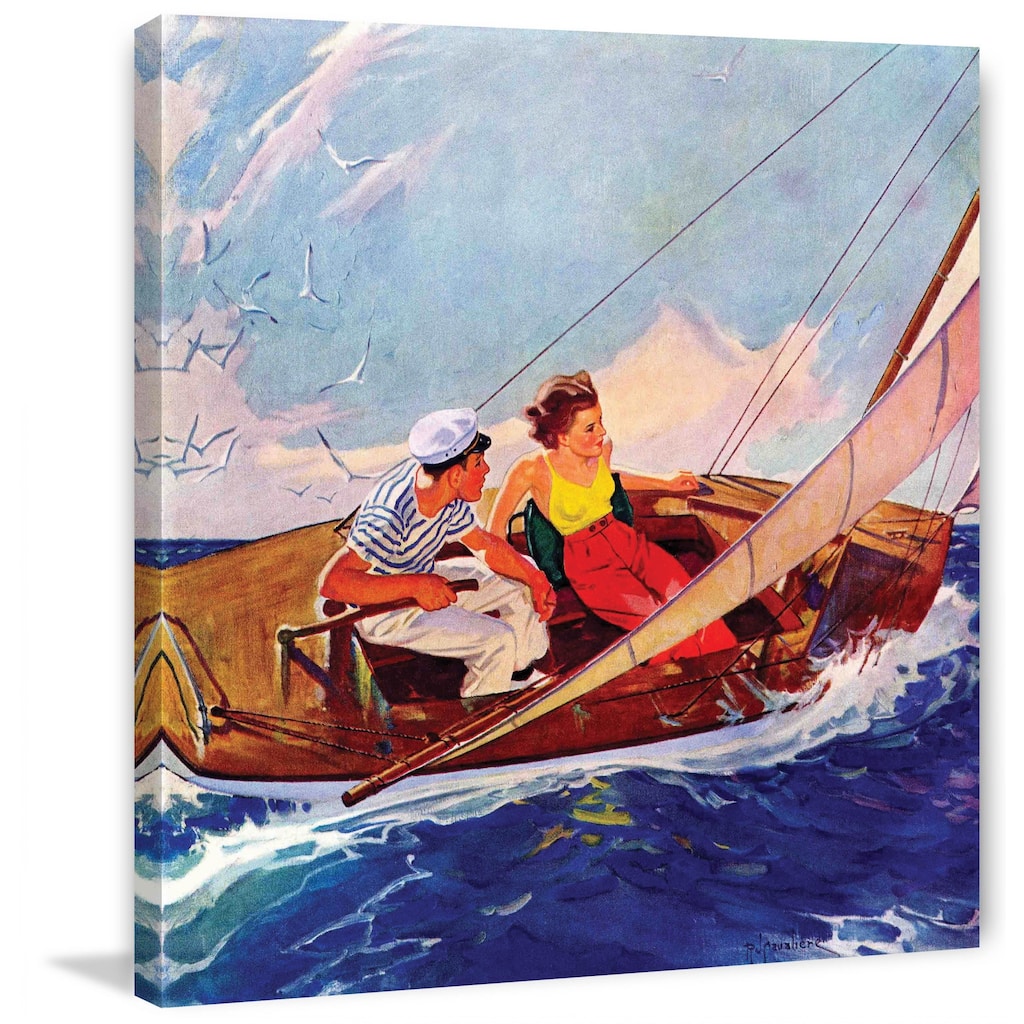 Marmont Hill - "Couple Sailing" by R.J. Cavaliere Painting Print on Canvas - Multi-Color