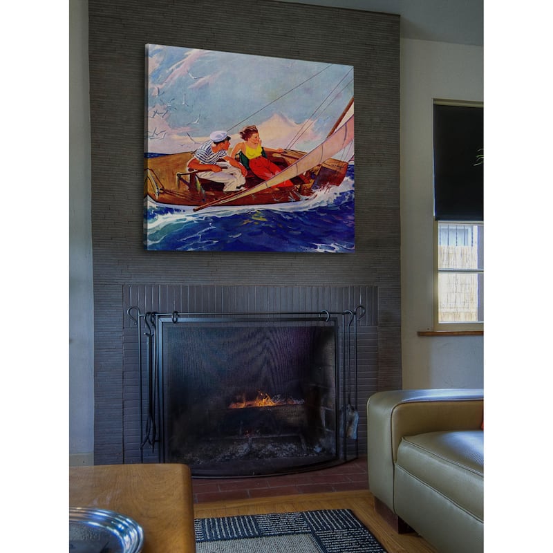Marmont Hill - "Couple Sailing" by R.J. Cavaliere Painting Print on Canvas - Multi-Color
