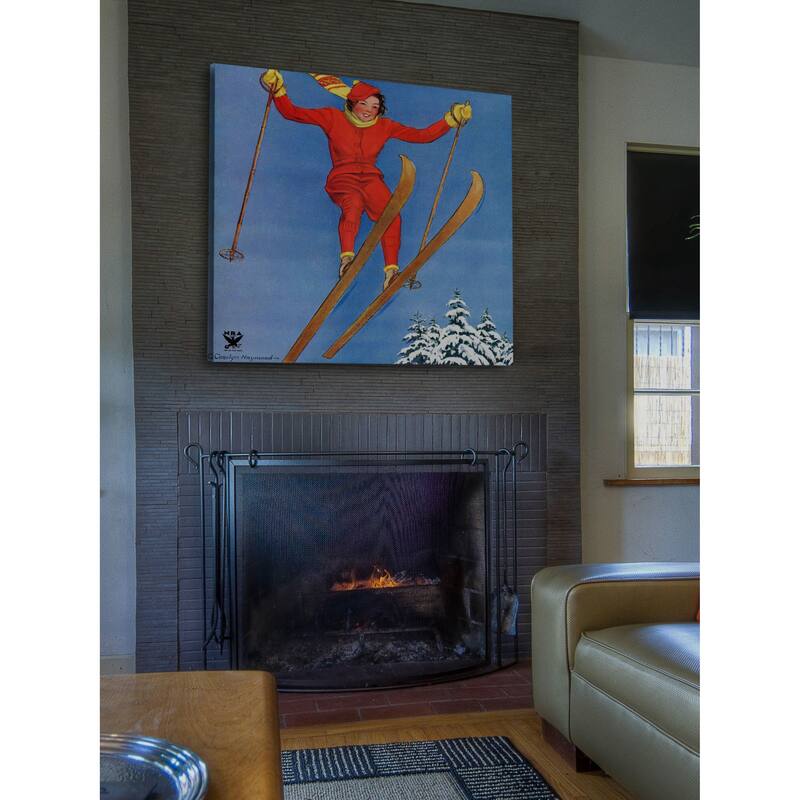 Marmont Hill - "Woman Ski Jumper" by Carolyn Haywood Painting Print on Canvas - Multi-Color