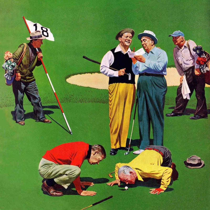 Marmont Hill - "Eighteenth Hole" by John Falter Painting Print on Canvas - Multi-Color