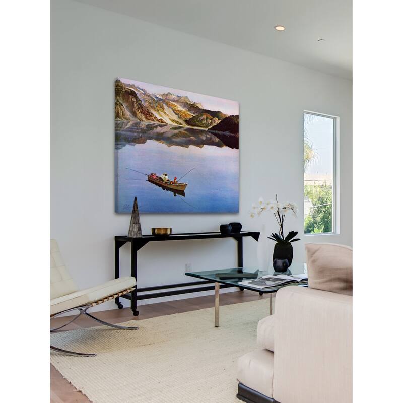 Marmont Hill - "Fishing on Mountain Lake" by John Clymer Painting Print on Canvas