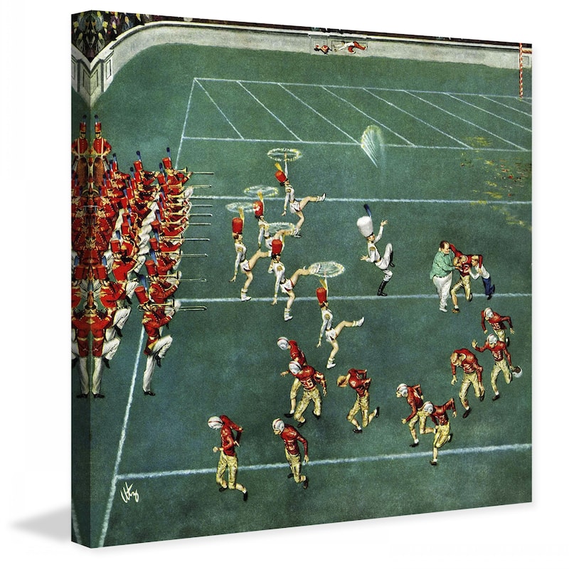 Marmont Hill - "Marching Band at Halftime" by Thornton Utz Painting Print on Canvas - Multi-Color