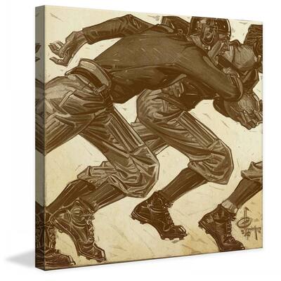 Marmont Hill - Handmade Football Players-Colorized Version Painting Print on Canvas