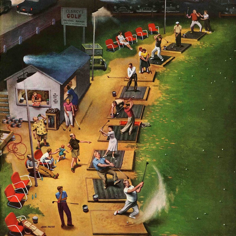 Marmont Hill - "Golf Driving Range" by John Falter Painting Print on Canvas
