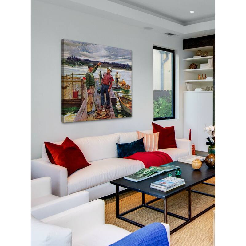 Marmont Hill - "Showing Off the Big One" by Mead Schaeffer Painting Print on Canvas - Multi-Color