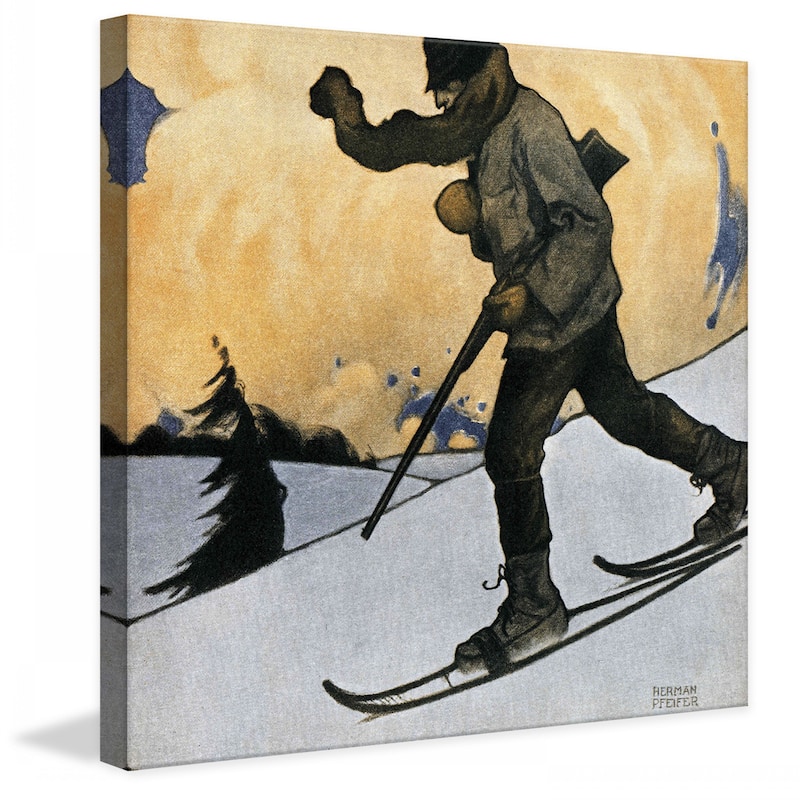 Marmont Hill - "Snowshod Hunter" by Heinrich Pfeifer Painting Print on Canvas - Multi-Color