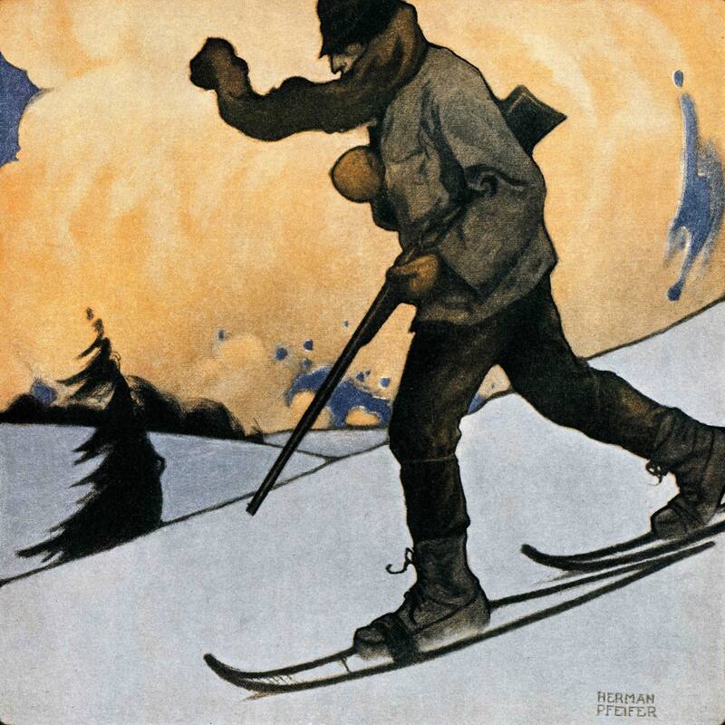 Marmont Hill - "Snowshod Hunter" by Heinrich Pfeifer Painting Print on Canvas - Multi-Color