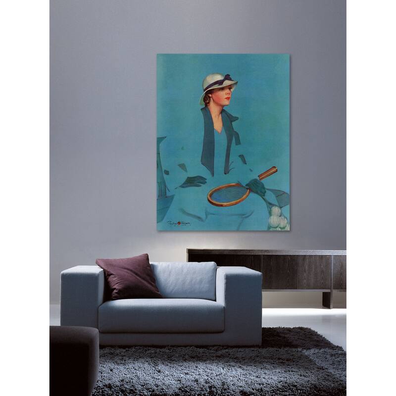 Marmont Hill - "Tennis in Blue" by Penrhyn Stanlaws Painting Print on Canvas - Multi-Color