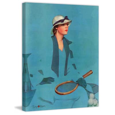 Marmont Hill - "Tennis in Blue" by Penrhyn Stanlaws Painting Print on Canvas - Multi-Color