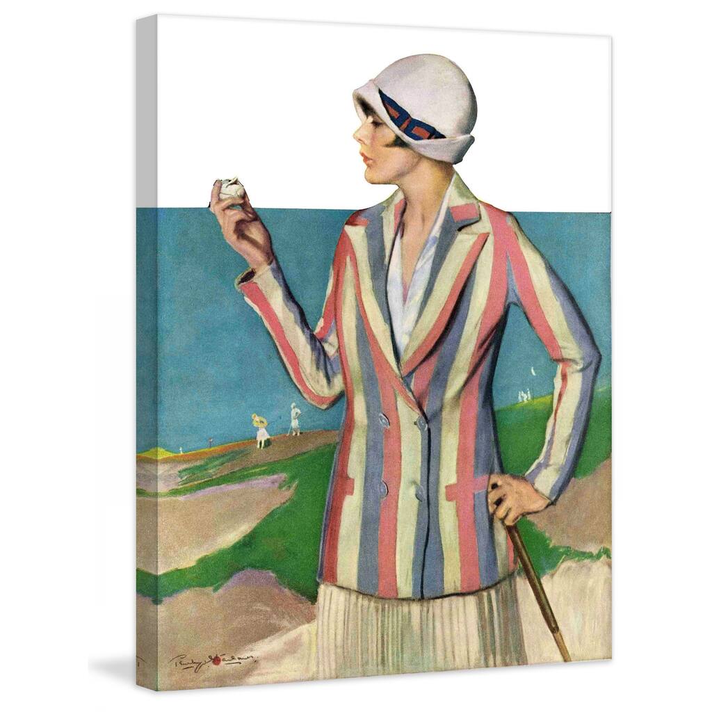 Marmont Hill - "Woman in Sandtrap" by Penrhyn Stanlaws Painting Print on Canvas - Multi-Color