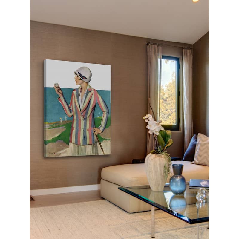 Marmont Hill - "Woman in Sandtrap" by Penrhyn Stanlaws Painting Print on Canvas - Multi-Color