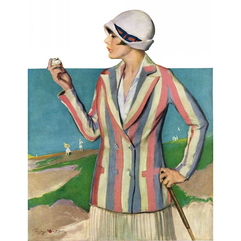 Marmont Hill - "Woman in Sandtrap" by Penrhyn Stanlaws Painting Print on Canvas - Multi-Color