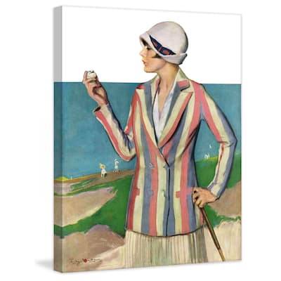 Marmont Hill - "Woman in Sandtrap" by Penrhyn Stanlaws Painting Print on Canvas - Multi-Color