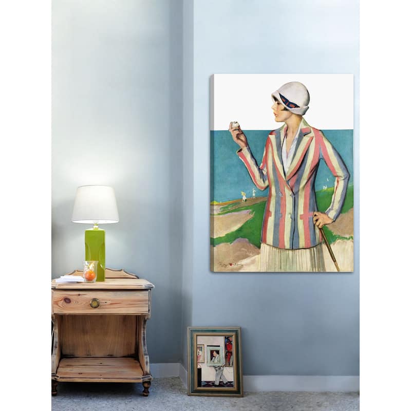 Marmont Hill - "Woman in Sandtrap" by Penrhyn Stanlaws Painting Print on Canvas - Multi-Color