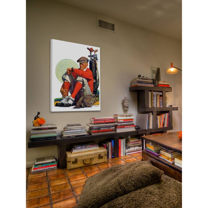 Marmont Hill - "Golfer Kept Waiting" by John E. Sheridan Painting Print on Canvas - Multi-Color