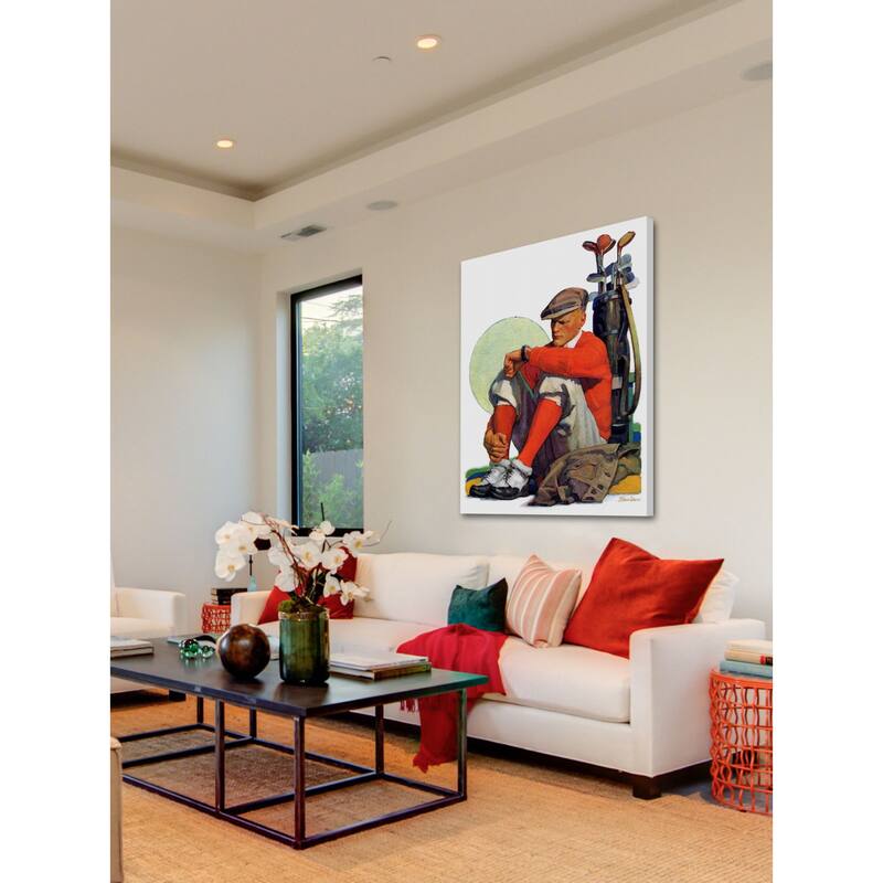 Marmont Hill - "Golfer Kept Waiting" by John E. Sheridan Painting Print on Canvas - Multi-Color