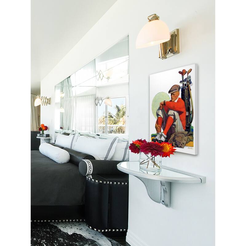 Marmont Hill - "Golfer Kept Waiting" by John E. Sheridan Painting Print on Canvas - Multi-Color