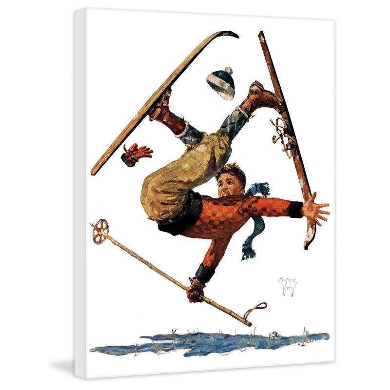 Marmont Hill - "Wipeout on Skis" by Eugene Iverd Painting Print on Canvas - Multi-color