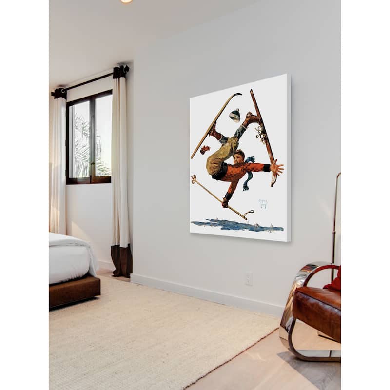 Marmont Hill - "Wipeout on Skis" by Eugene Iverd Painting Print on Canvas - Multi-color