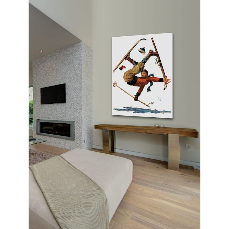 Marmont Hill - "Wipeout on Skis" by Eugene Iverd Painting Print on Canvas - Multi-color