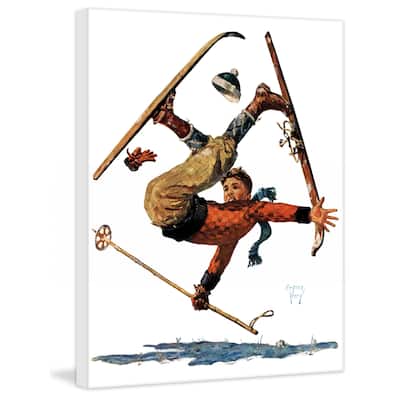 Marmont Hill - "Wipeout on Skis" by Eugene Iverd Painting Print on Canvas - Multi-color