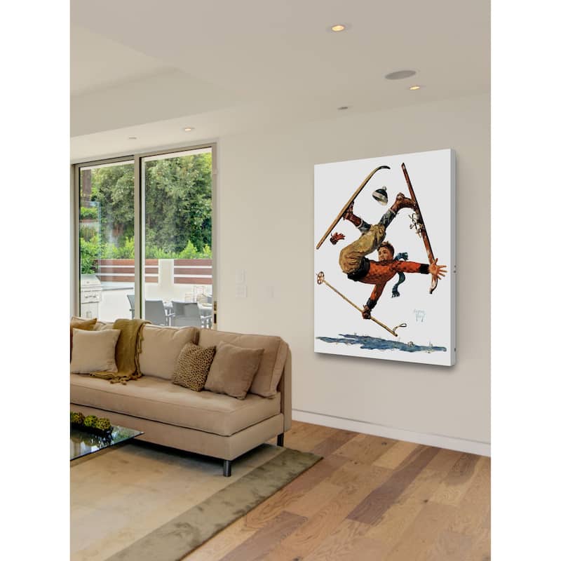 Marmont Hill - "Wipeout on Skis" by Eugene Iverd Painting Print on Canvas - Multi-color