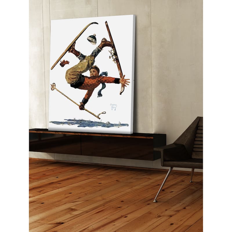 Marmont Hill - "Wipeout on Skis" by Eugene Iverd Painting Print on Canvas - Multi-color