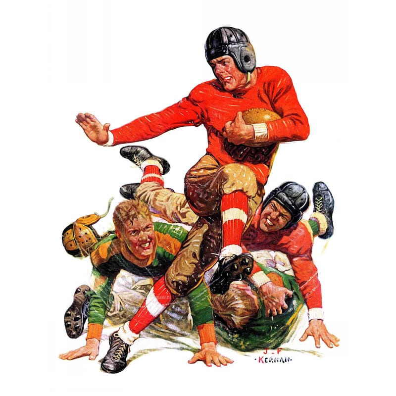 Marmont Hill - "College Football" by J.F. Kernan Painting Print on Canvas Print on Canvas - Multi-Color