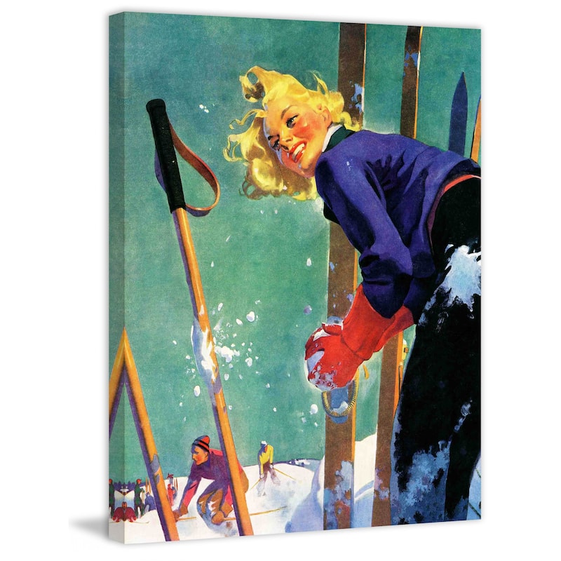 Marmont Hill - "Snow Fight" by Dominice Cammerota Painting Print on Canvas - Multi-Color