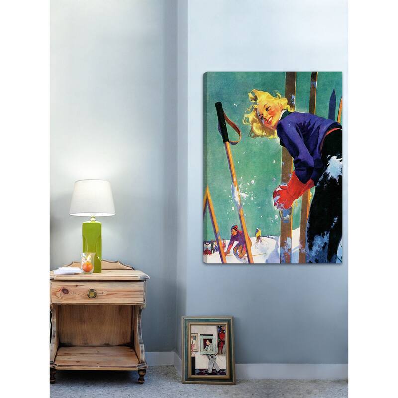 Marmont Hill - "Snow Fight" by Dominice Cammerota Painting Print on Canvas - Multi-Color