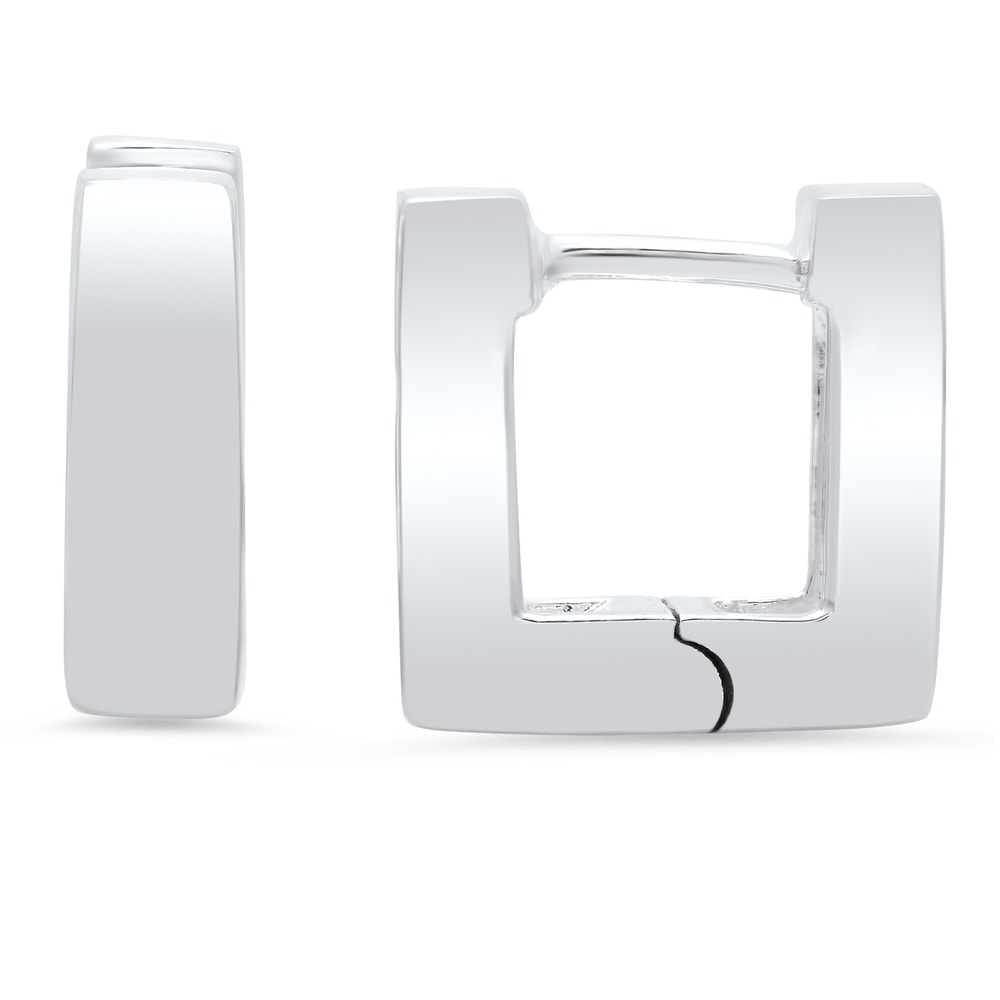 Roberto Martinez Sterling Silver Mini Square Hinged Hoop Earring