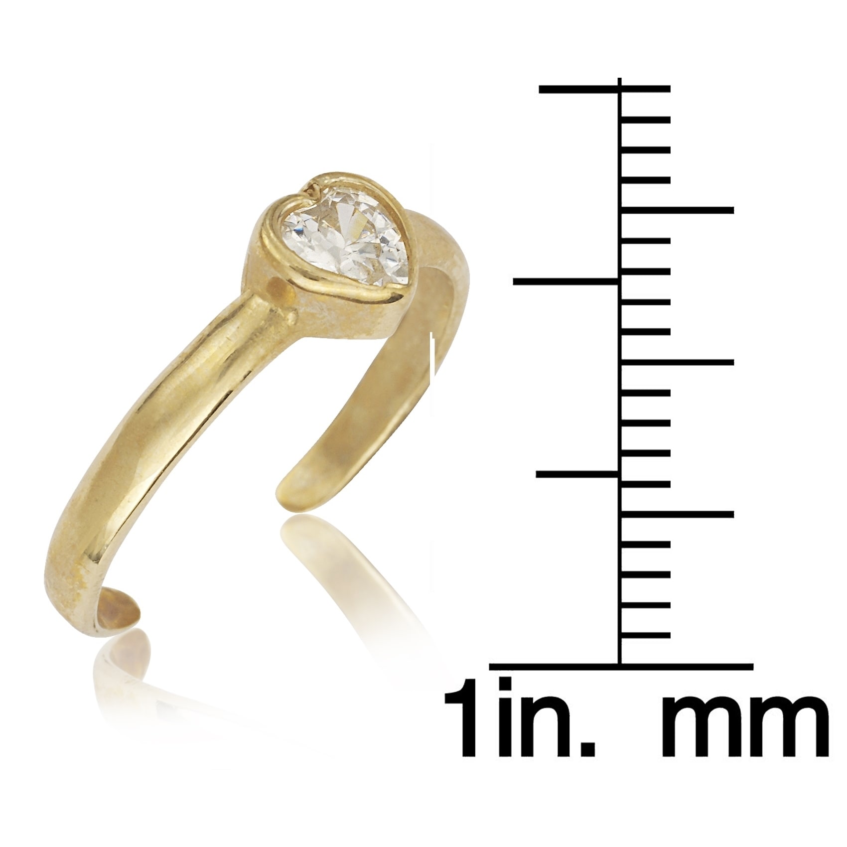 14K Yellow or White Gold Adjustable Heart-shaped Cubic Zirconia Toe Ring