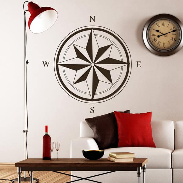Nautical Decor Compass Black Vinyl Sticker Wall Art - Bed Bath & Beyond ...