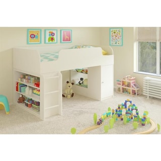 Altra Elements White Loft Bed With Bookcase And Toy Box Altra Elements White Loft Bed With Bookcase And Toy Bo