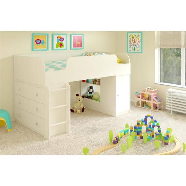 Shop Ameriwood Home Elements White Loft Bed With Dresser And Toy