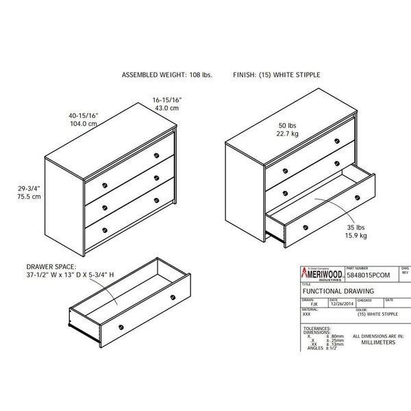 Shop Avenue Greene Raven White 3 Drawer Dresser Free Shipping