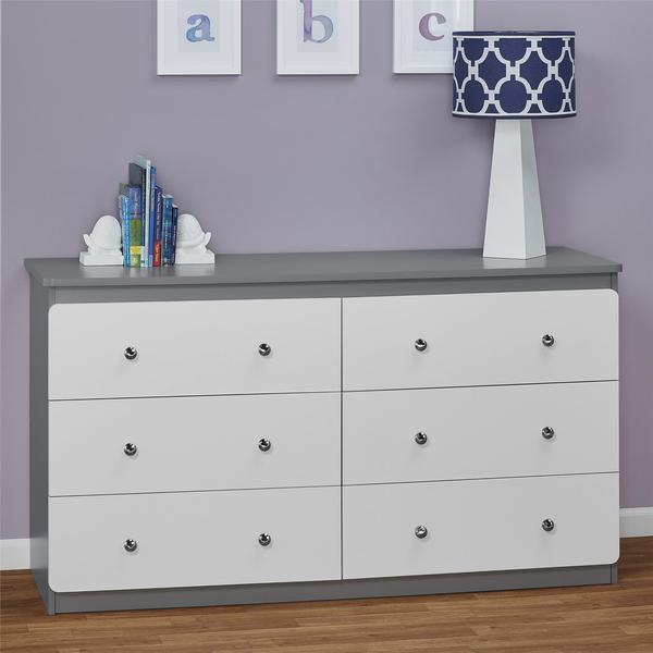 Cosco Ameriwood Home Willow Lake Grey White 6 Drawer Dresser Cosco Ameriwood Home Willow Lake Grey White 6 Drawer Dresser