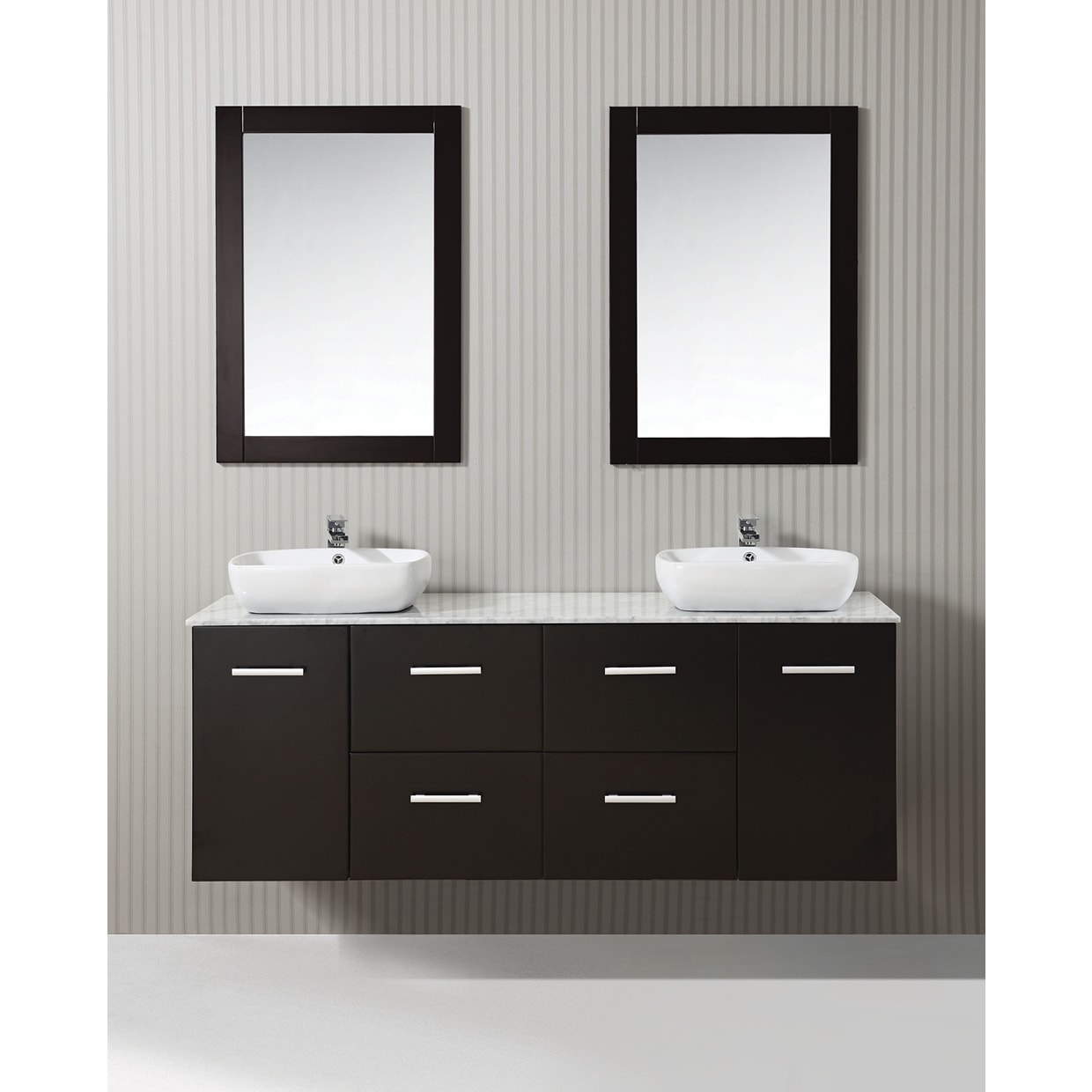 Shop Ica Furniture Selena 63 Inch Marble Top Espresso Modern Bathroom Vanity With Mirrors And Vessel Sink Overstock 10410386