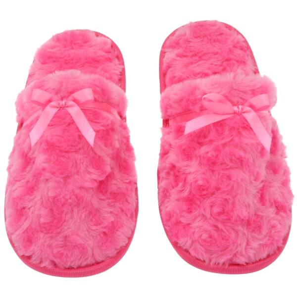 Shop Women S Fuzzy Fleece Slip On Memory Foam House Slippers