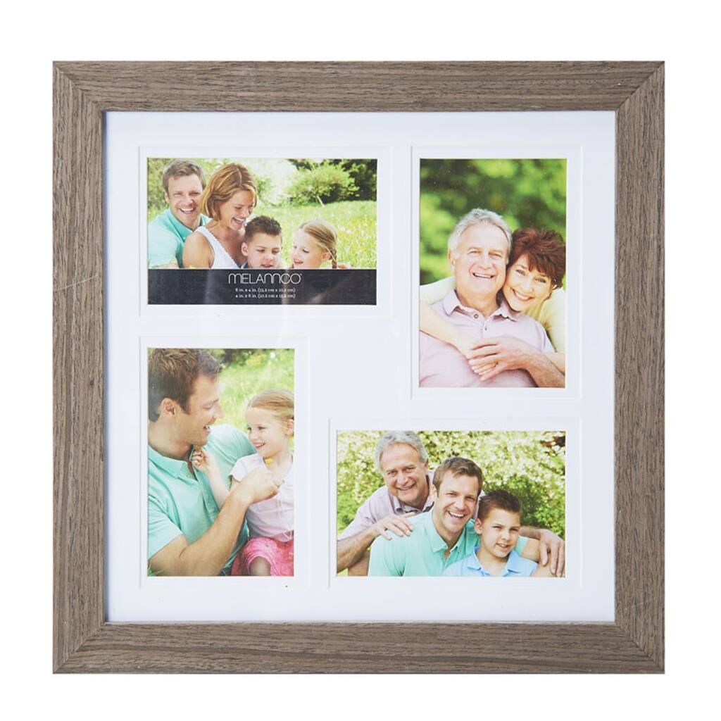 Melannco 4 Opening 6x4 4x6 Walnut Collage Frame
